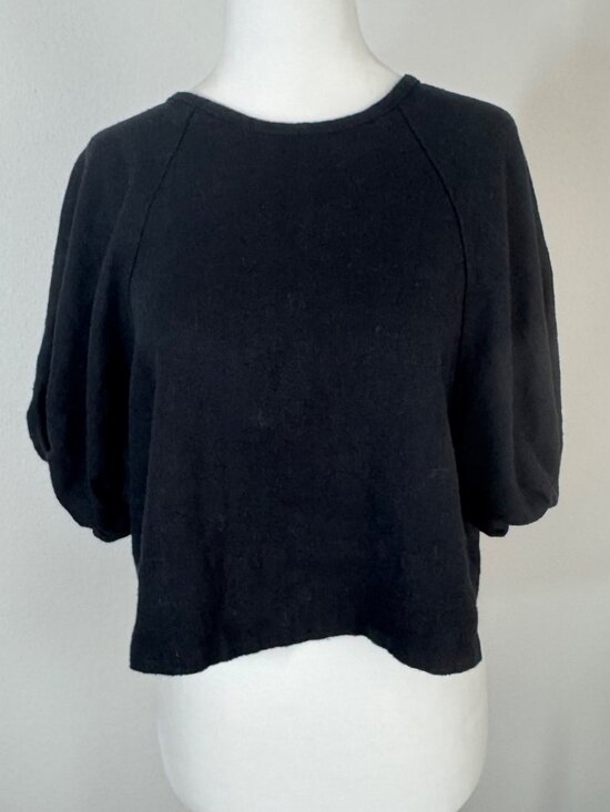 House of Harlow 1960 Tops - House Of Harlow 1960 Top Black Cropped Puff Sleeve Sz XS Keyhole Back